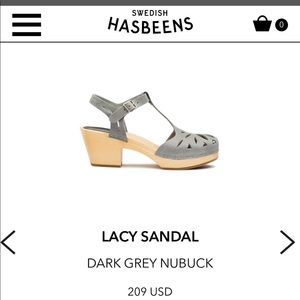 Swedish Hasbeen Lacy grey suede sandals - size 39
